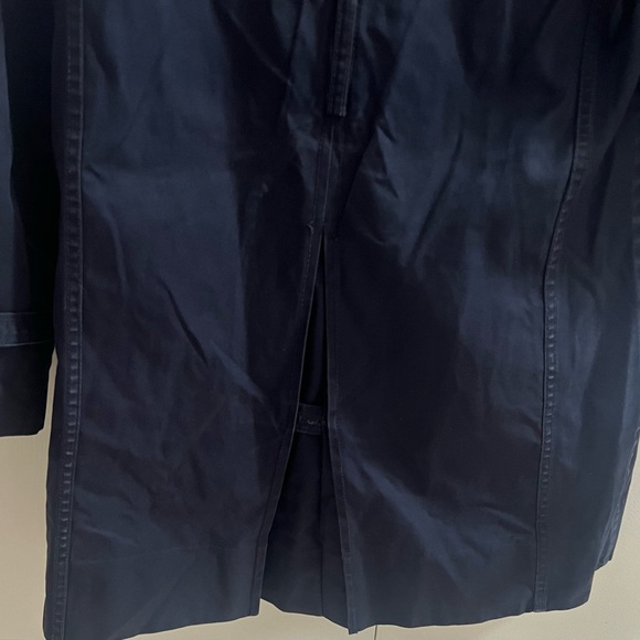 J Crew Trench Coat Navy Belvedere Swing Rain Military Zip Button Jacket Size 0 - Picture 8 of 9